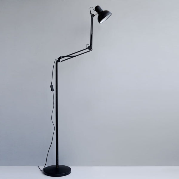 Flamingo Black Swing-Arm Minimal Decor LED Floor Lamp - The Black Steel