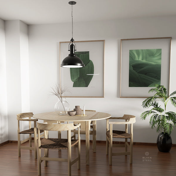 black pendant light online plants interior design  4 seater round table wooden dining