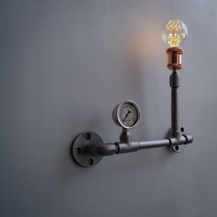 Stena Grey Edison Pipe Wall Lamp Modern Industrial Lighting - The Black Steel