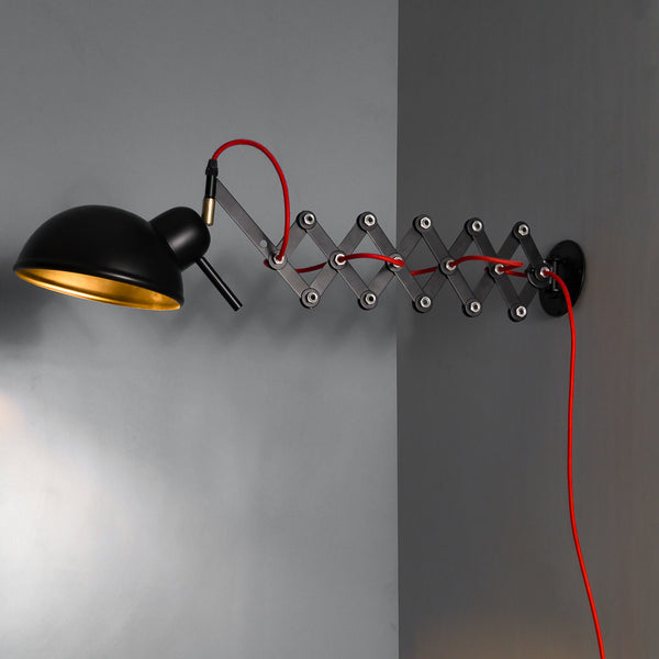 Warsai Scissor Arm Light for Wall and Ceiling - The Black Steel