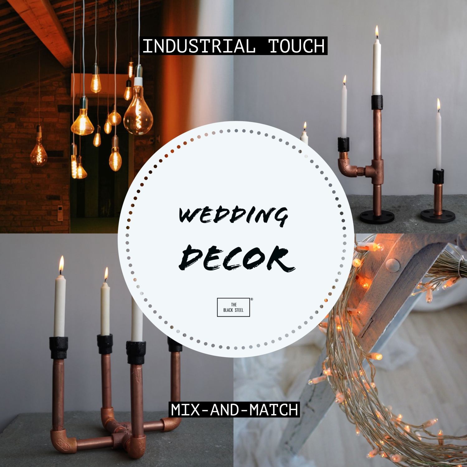 Discover Mix-and-Match Wedding Decor Opportunities With Sleek Industrial Touch!