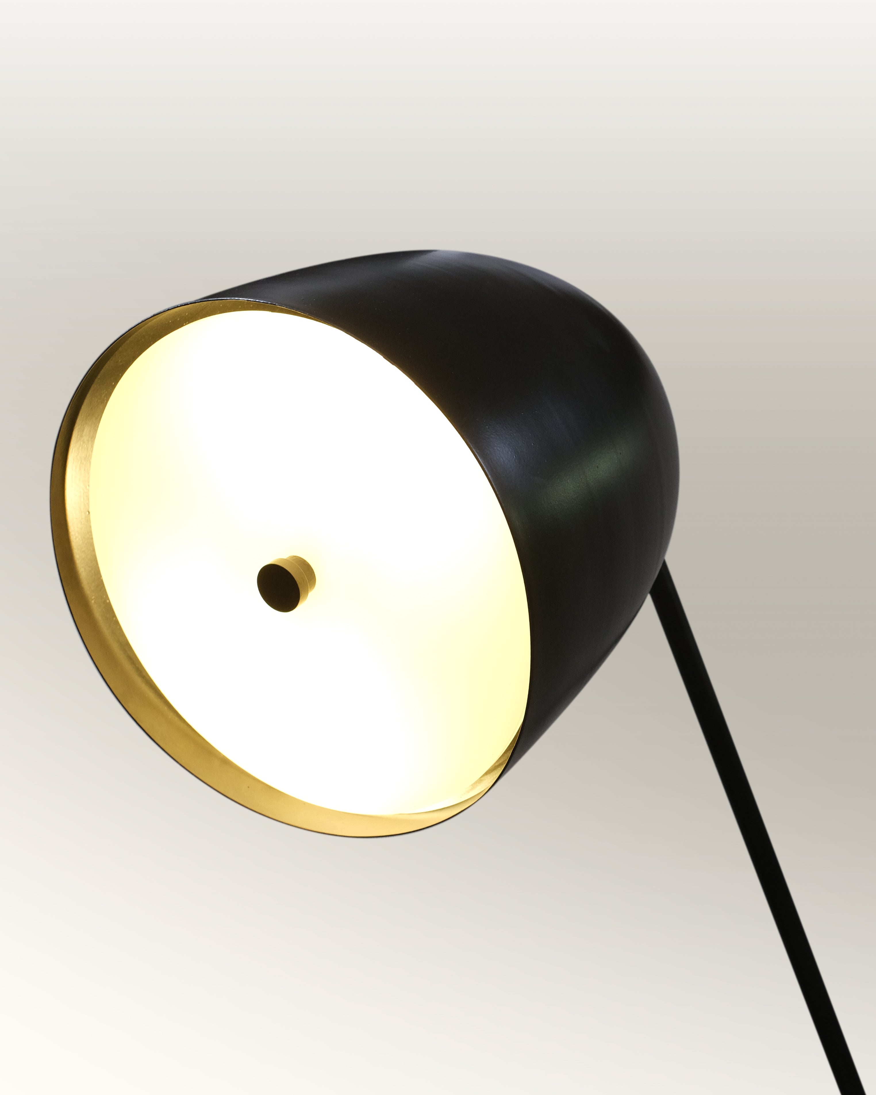 Black floor lamp compatible with energy-saving LED bulbs, combining style and practicality.
