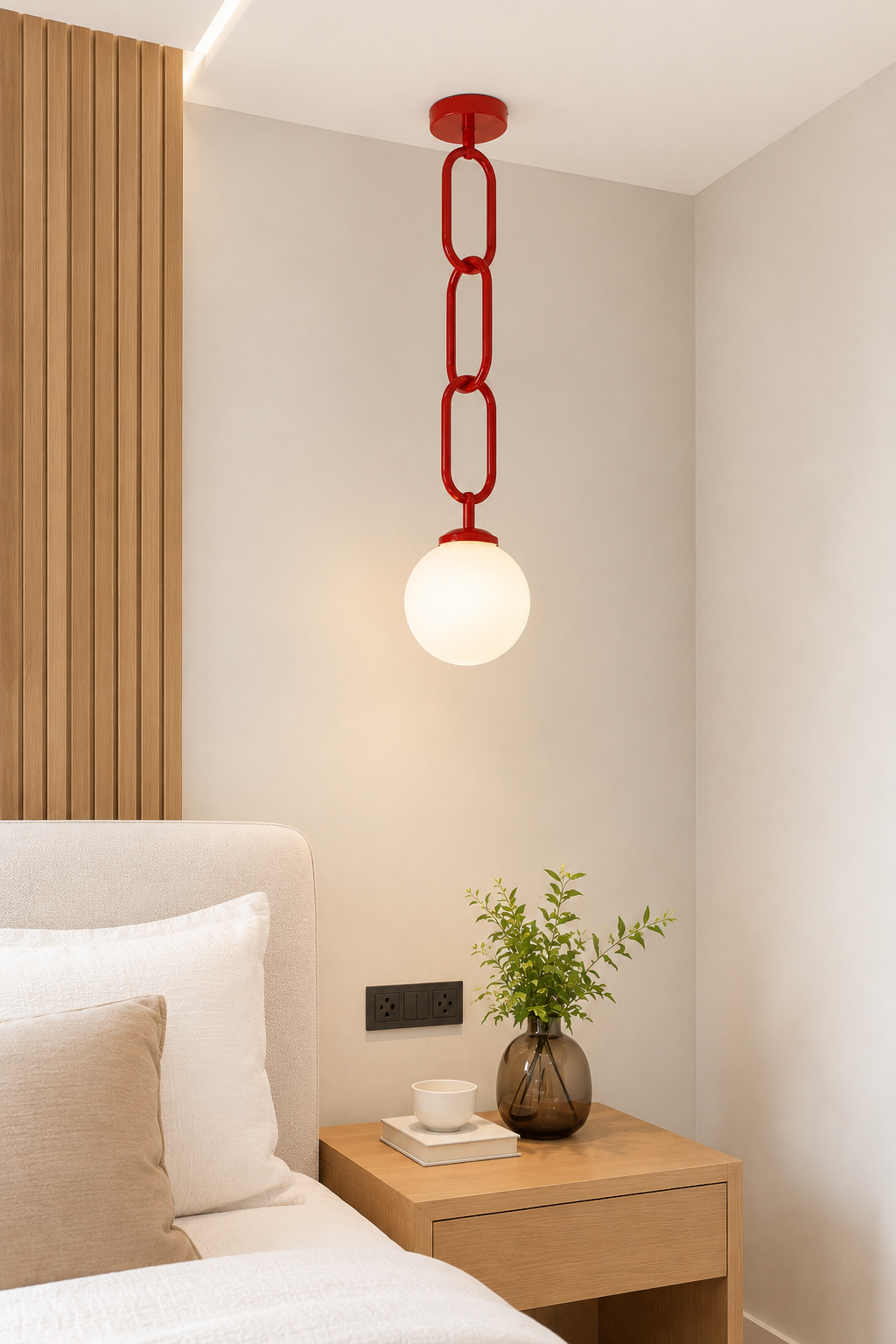 CLH163 Chain Link Torus Red Ceiling Light