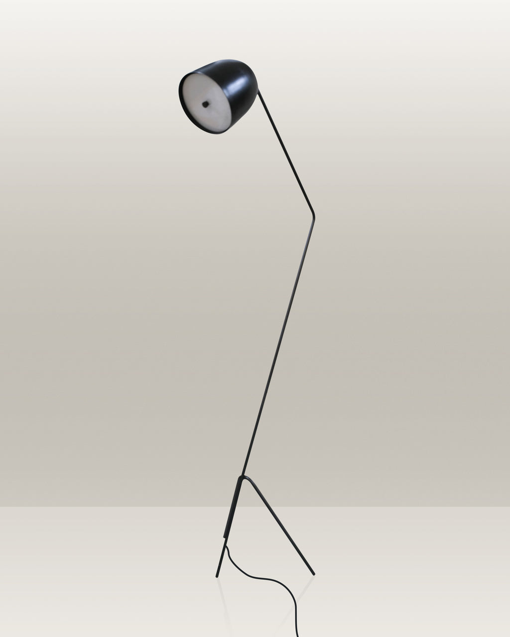 Contemporary black floor lamp with a streamlined silhouette, perfect for any living space.