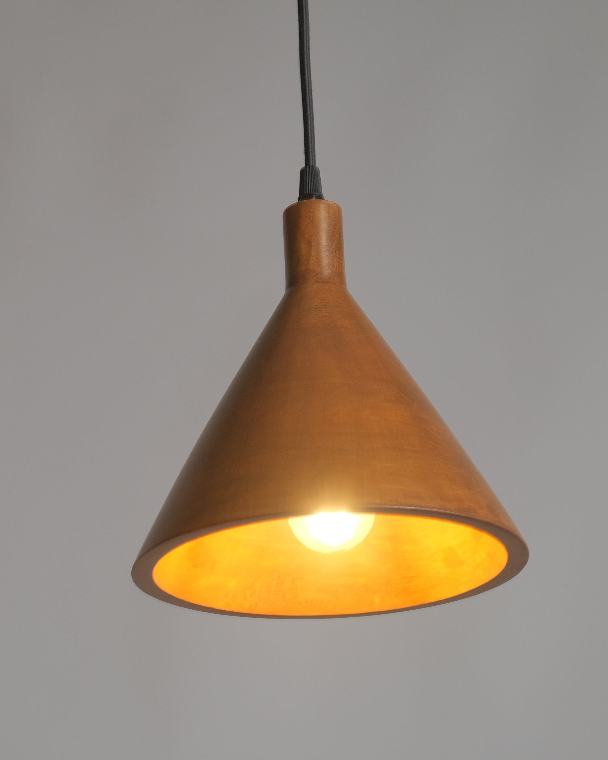 CLH182 Japandi Wooden Dining Light - The Black Steel