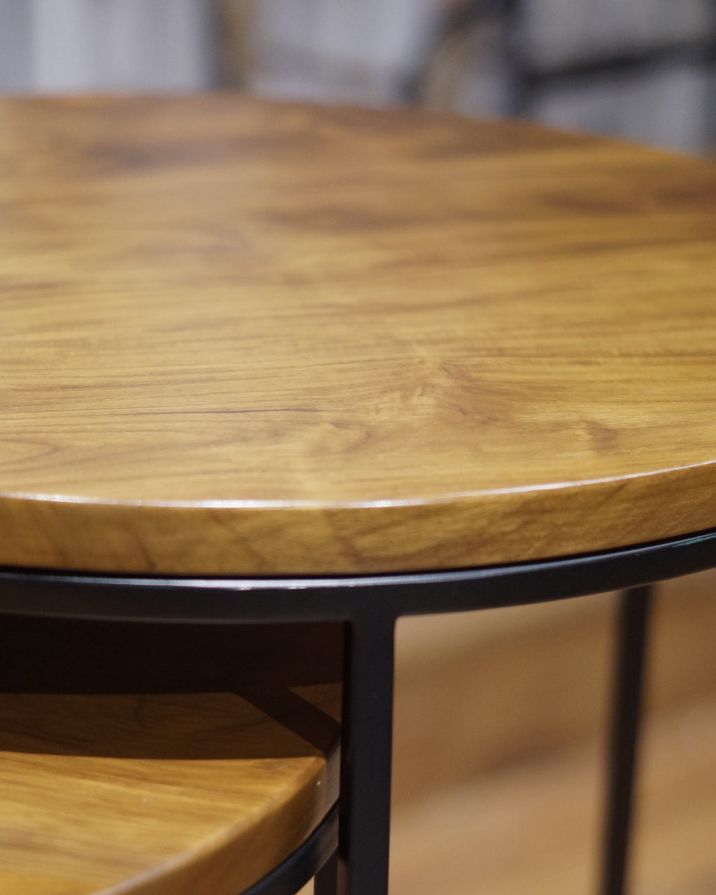 CFR122 Teak Wood and Slim Metal Frame Nesting Tables