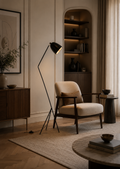 Floor lamp mid-century modern black steel