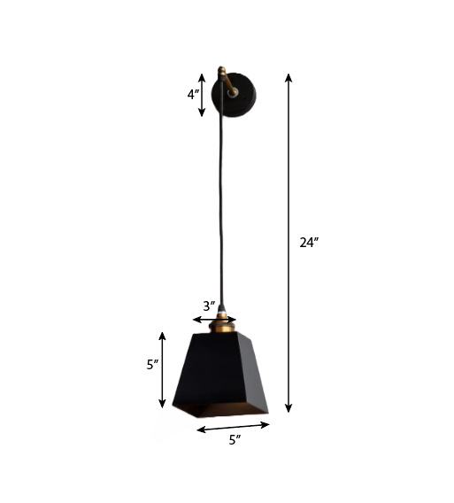 CWS115 Obsidian Black-Gold Metal Wall Hanging Lamp - The Black Steel