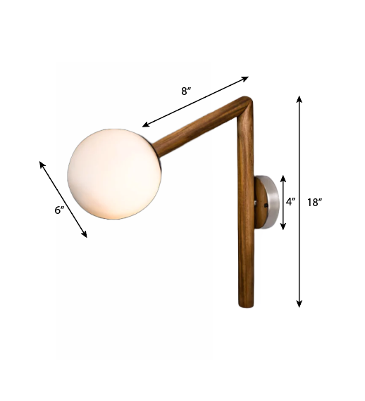 CWS128 Teak Wood Wall Sconce Frosted Glass Fixture