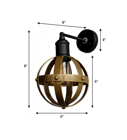 CWS141 Riveted Antique Gold Wall Light Fixture Mid-Century Interior