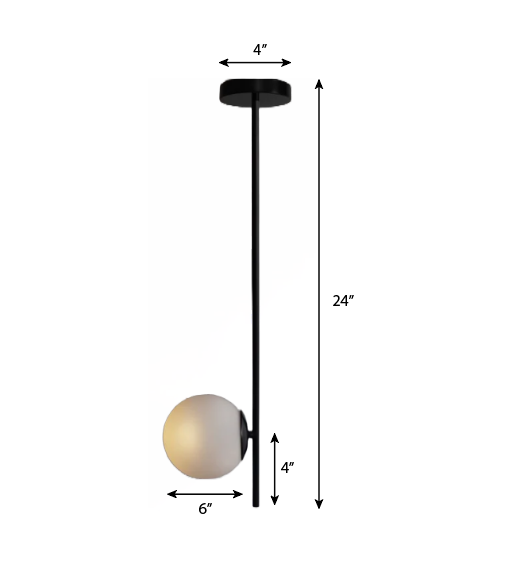 CLH104 Glass Globe Black Ceiling Light