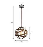 CLH111 Matte Gold Lampshade Armillary Design 11" Pendant Light - The Black Steel