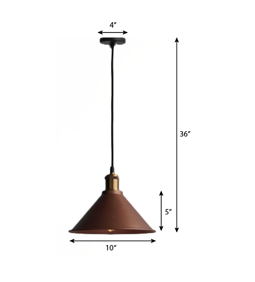 BSE118 Copper Tapered Cone Decorative Pendant Light 10Inch