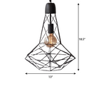 CLH121 Retro Black Industrial Geometric Pendant Light - The Black Steel