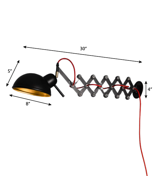 FSW211 Warsai Scissor Arm Wall Light - The Black Steel