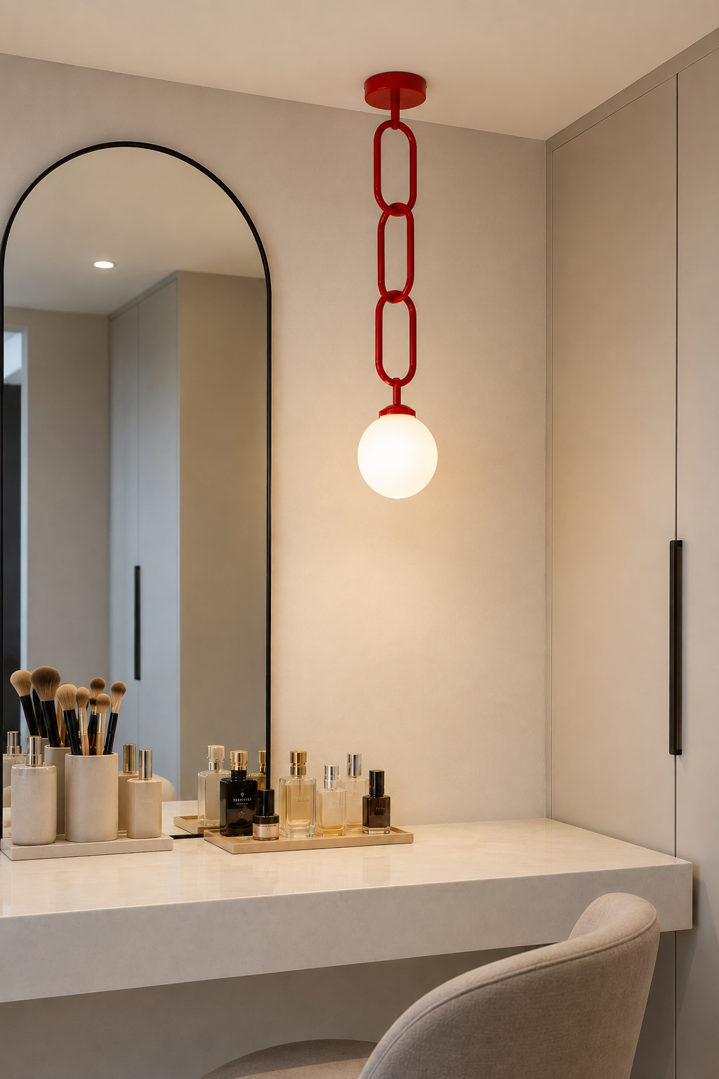 CLH163 Chain Link Torus Red Ceiling Light