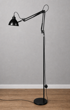 FLF101 Flamingo Black Swing-Arm Floor Lamp