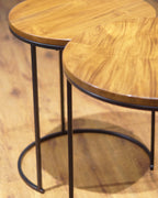 CFR122 Teak Wood and Slim Metal Frame Nesting Tables