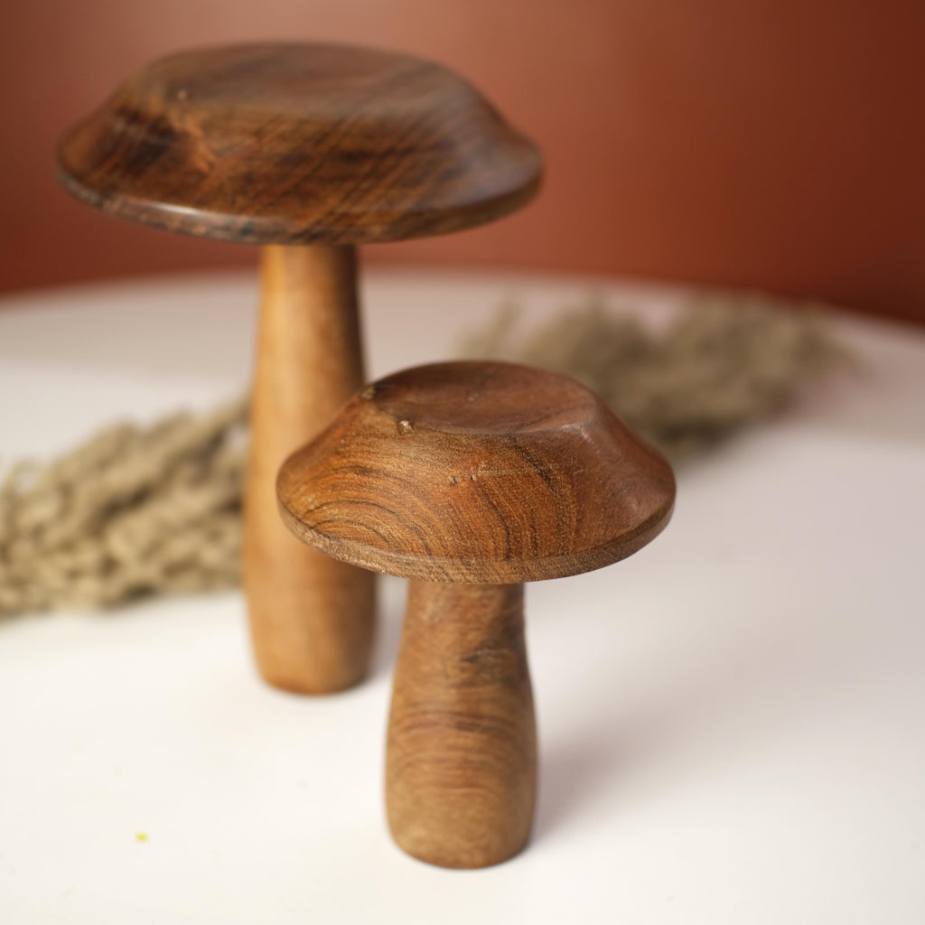Decorative wooden mushroom duo—crafted with premium materials and minimalist design.