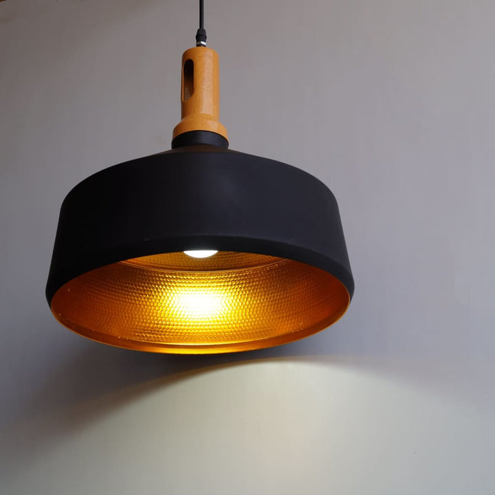 14inch Mid-Century Modern Black Gold Large Size Pendant Lamp - The Black Steel