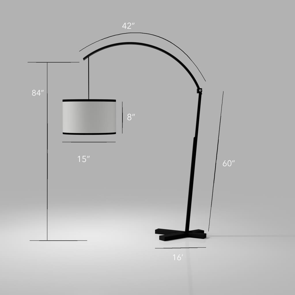 5th Avenue Curved-Arm Black Floor Lamp - The Black Steel