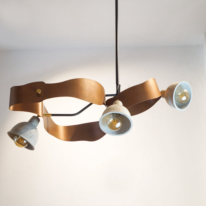 chandelier luxury luxe metal concrete wood living room