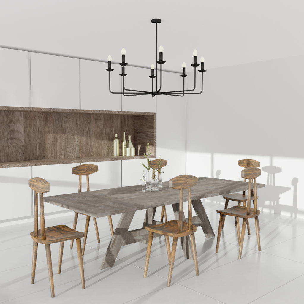 Dining chairs modern all wood brown teak stylish set of 6