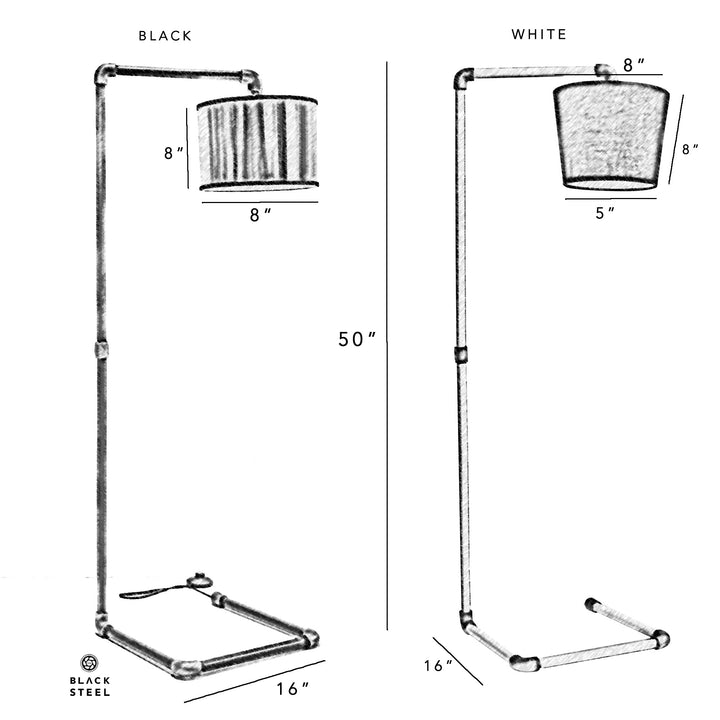 Jazz Steampunk Pipe Design Industrial Floor Lamp - The Black Steel