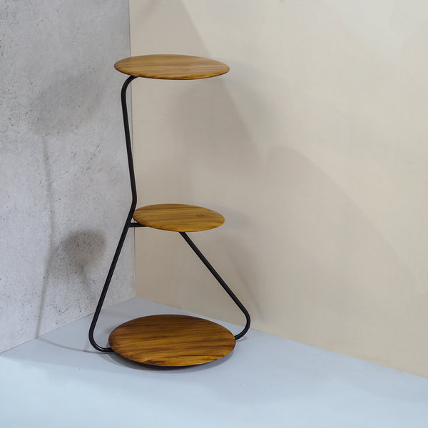 MODERN MIND-CENTURY METAL AND WOOD SIDE TABLE INDUSTRIAL FURNITURE 