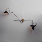 50Ninety Mid-Century Modern Wall Sconce Twin Lampshade - The Black Steel