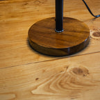 CDL111 Vintage Nightstand Brown Fabric Wooden lamp - The Black Steel