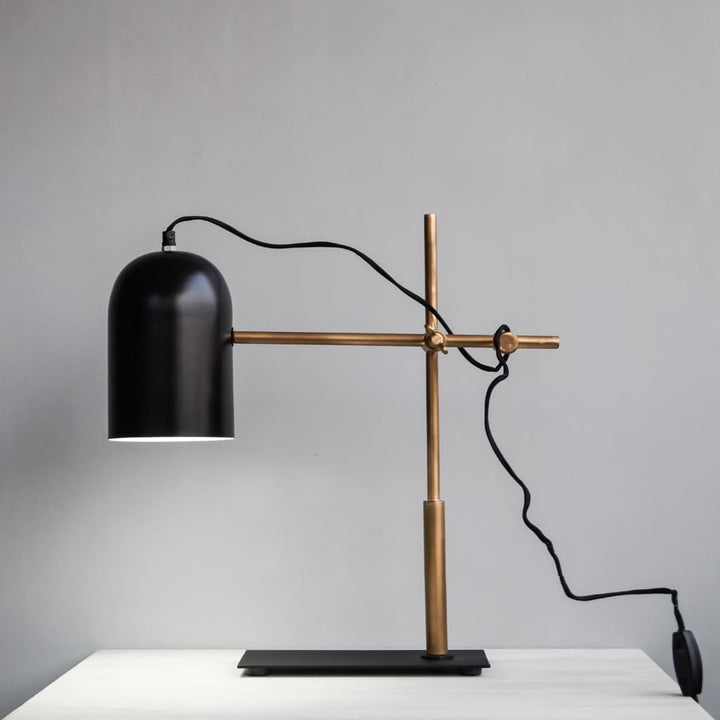 Architect Style Black-Gold Modern Office Desk Lamp With Adjustable Arm - The Black Steel