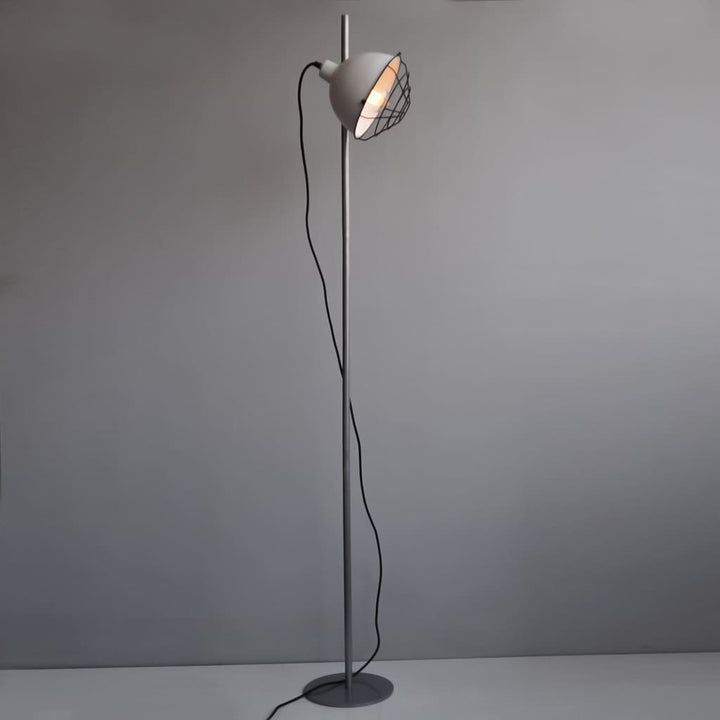 Ash Grey Modern Floor Lamp With Detachable Retro Grill - The Black Steel