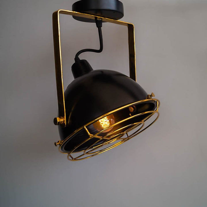 Black Gold Low Ceiling Lamp Vintage Style Lighting - The Black Steel