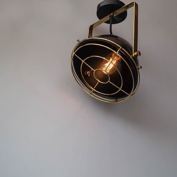 Black Gold Low Ceiling Lamp Vintage Style Lighting - The Black Steel