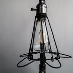 Black Retro Grill Iron Pipe Lamp Industrial Rustic Style Design - The Black Steel