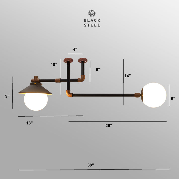 Mechanist N101 Twin-Arm Ceiling Light - The Black Steel