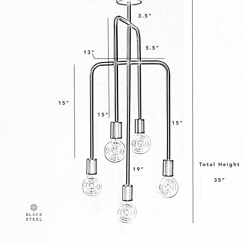 CLR107 Blackbird 5 Light Chandelier