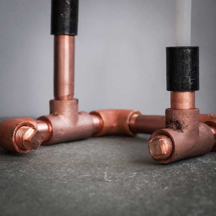 Chic Copper Candle Holder Vintage Style Industrial Pipe Decor - The Black Steel