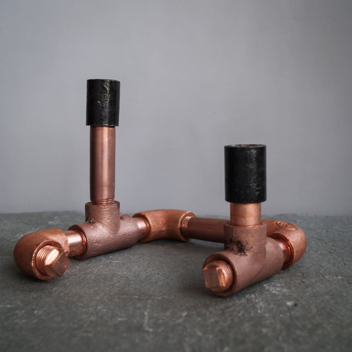 Chic Copper Candle Holder Vintage Style Industrial Pipe Decor - The Black Steel