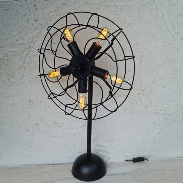 Cinq Industrial Flywheel Lamp - The Black Steel