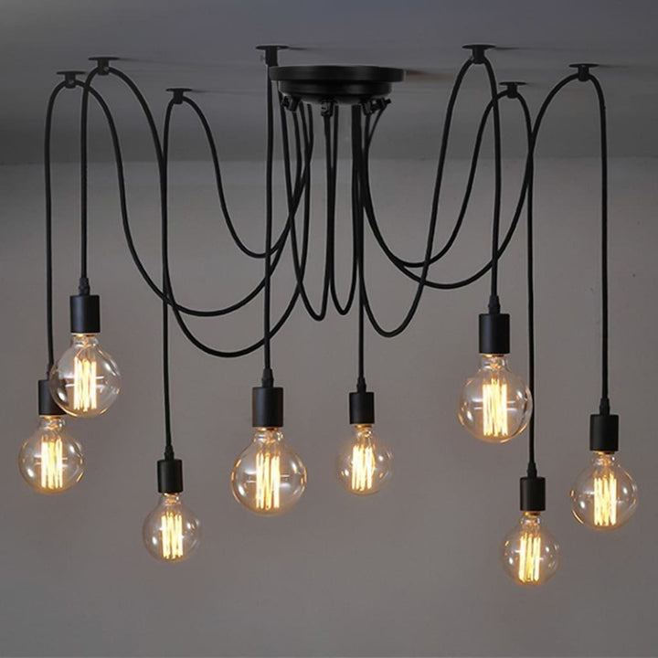 Classic Edison Lights 8 Heads Industrial Style Chandelier - The Black Steel