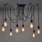Classic Edison Lights 8 Heads Industrial Style Chandelier - The Black Steel