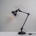 Coal Black Swing-Arm Industrial Desk Lamp With Frosted Glass Cover - The Black Steel