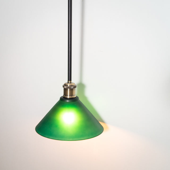 conical green lamp