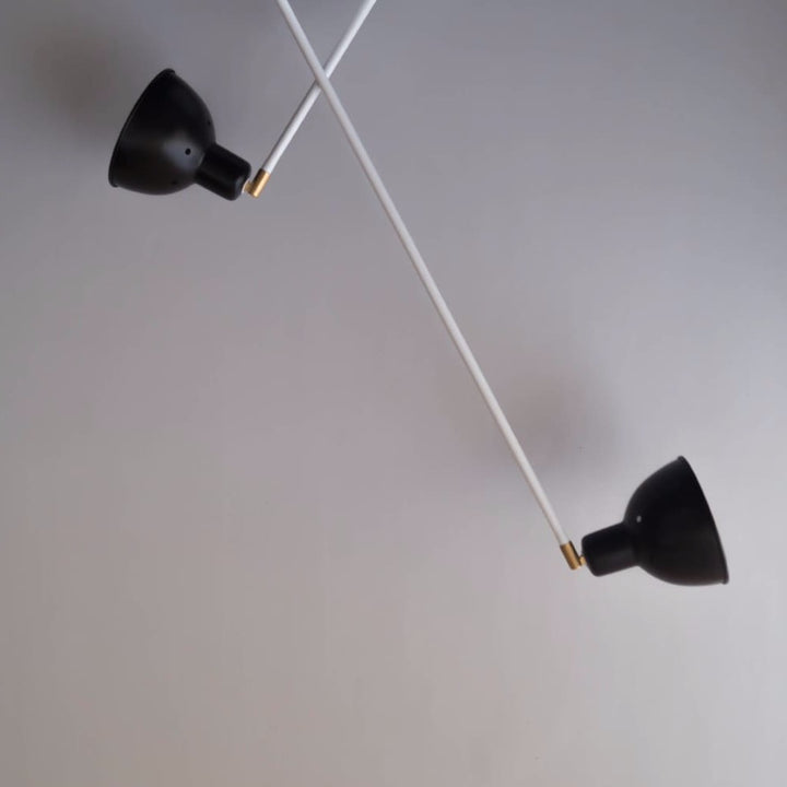 Contemporary Scandi Two-Arm Ceiling Light Fixture - The Black Steel