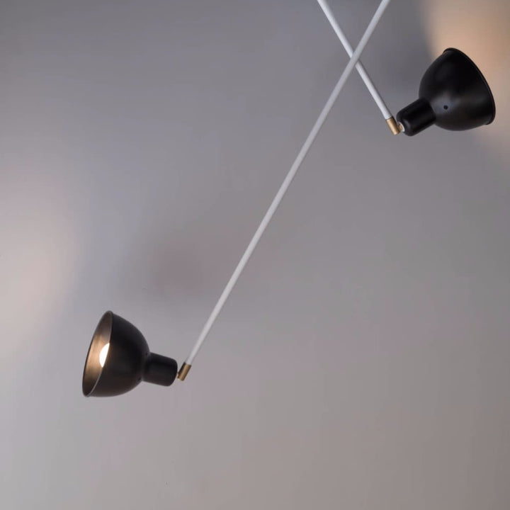 Contemporary Scandi Two-Arm Ceiling Light Fixture - The Black Steel
