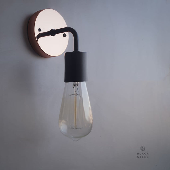 Copper Baseplate Black Wall Sconce - The Black Steel
