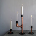 Copper Black Industrial Pipe Candle holder Set - The Black Steel