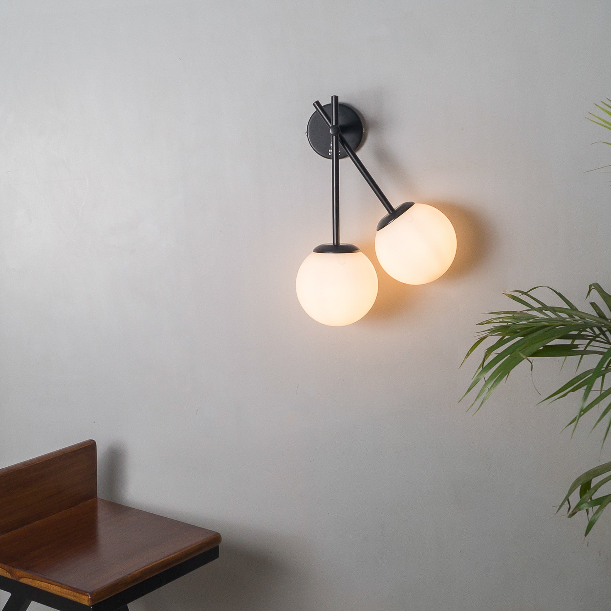 double glass wall sconce